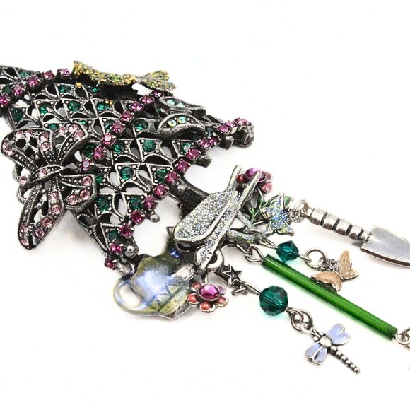Splendid Kirks Folly Gray Butterflies Enchanting Dangle Christmas Tree Brooch - Picture 2 of 9